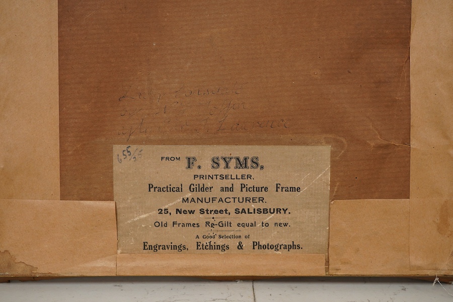 W. T. Toffin, after Sir Thomas Lawrence (1769-1830), Portrait of Lady Augusta Lowther (née Fane), Countess of Lonsdale, inscribed verso, tondo, watercolour and pencil wash, 13.5cm diameter